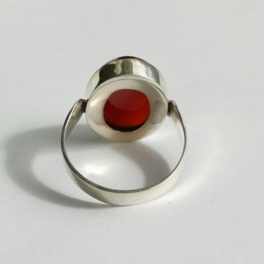 Sterling Silver Carnelian ring size 9.5 Unisex design - Picture 3 of 8